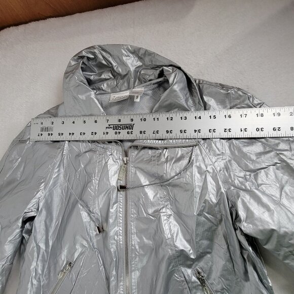 Zenergy by Chico's Womens Sz 1 Silver Metallic Full Zip Windbreaker Jacket - Picture 5 of 7